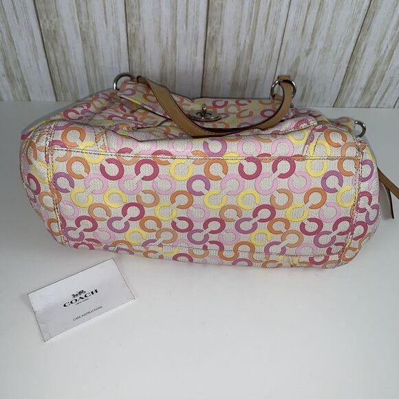 COACH Leah Signature Op Art Muti-color CC Shopper Tote Bag 13142 READ - Picture 9 of 16